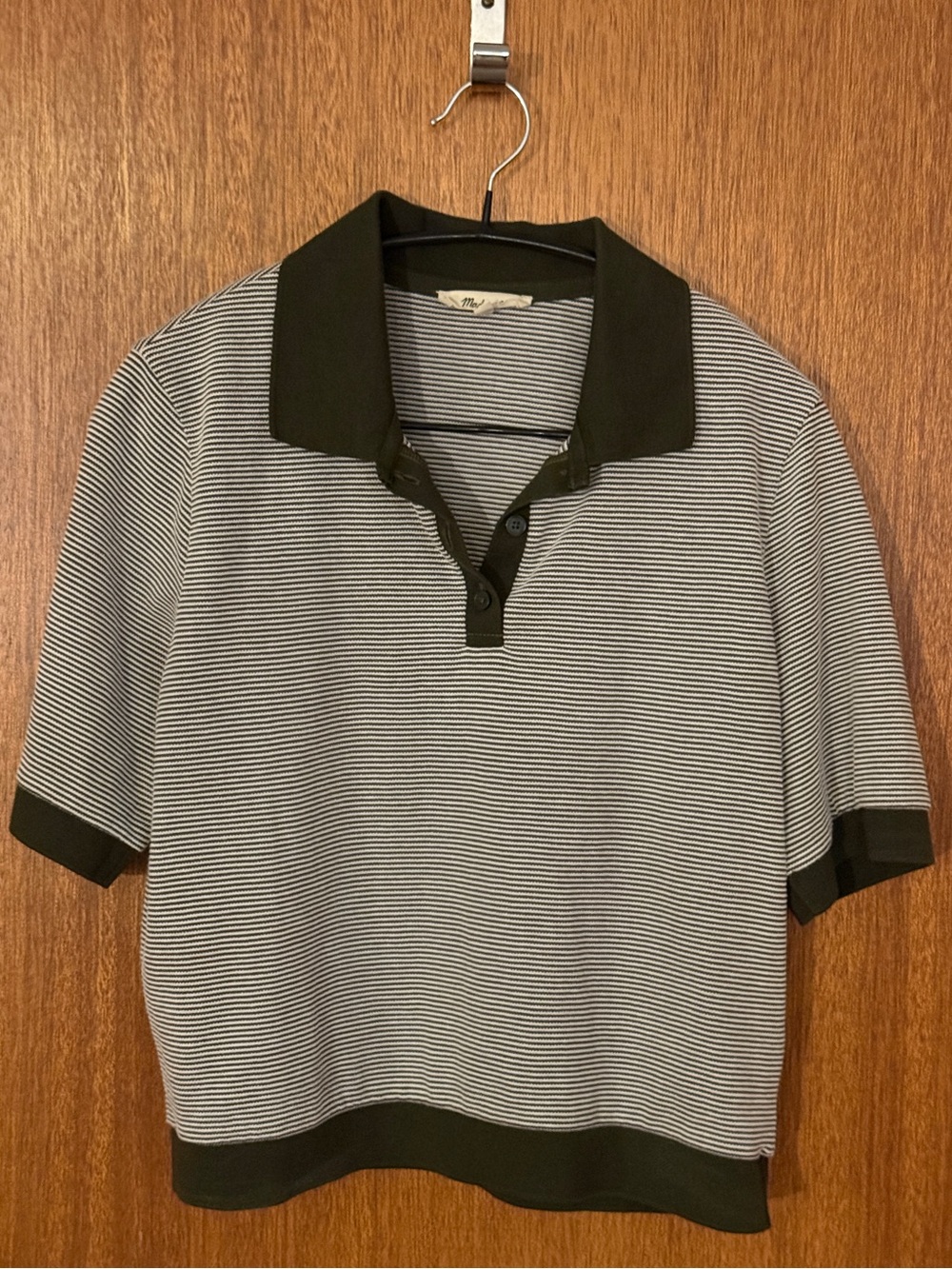 Madewell Black & White Short-Sleeve Striped Polo Tee